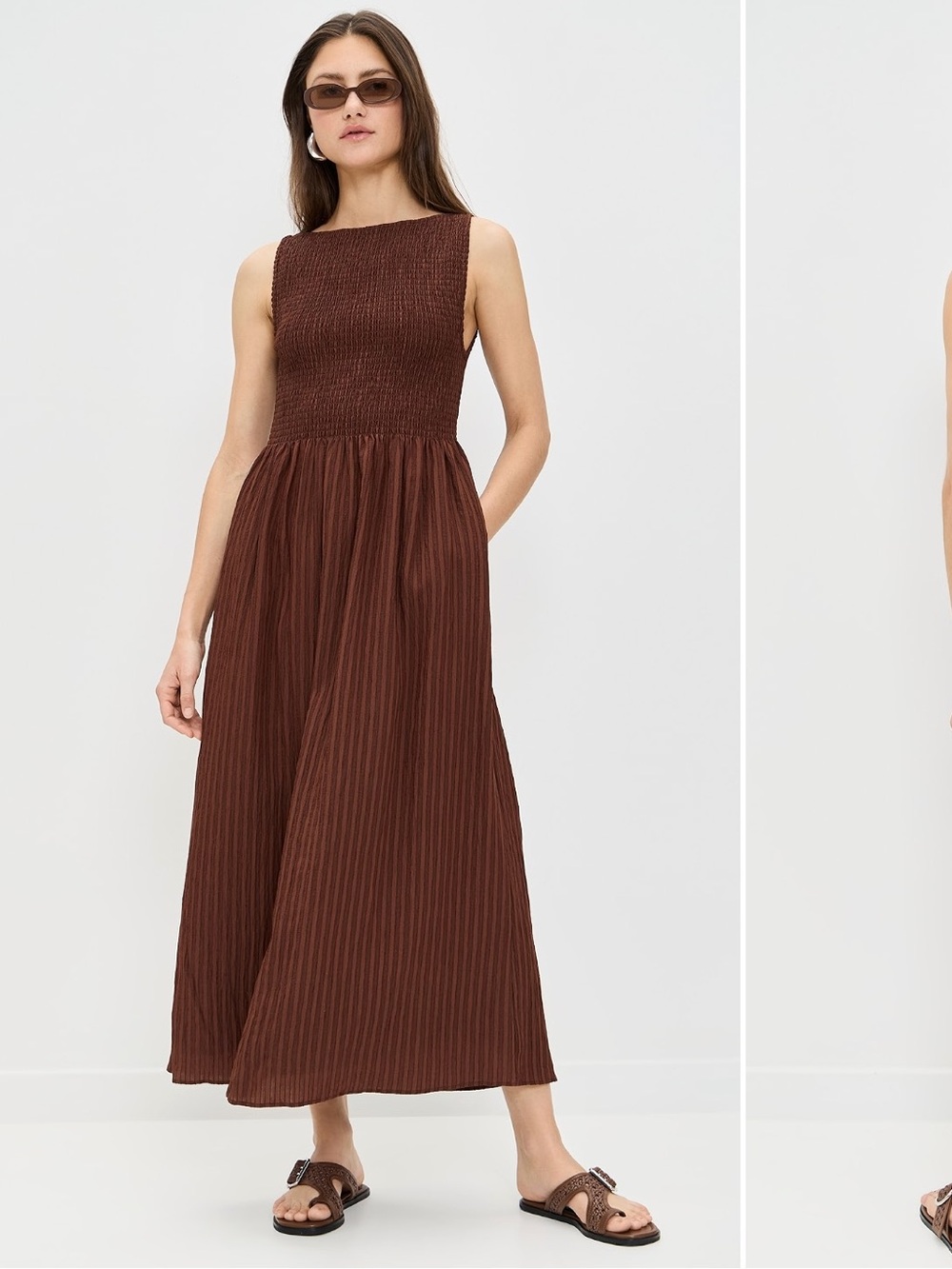 Hill House The Cosima Nap Maxi Dress in Chocolate Seersucker XXL